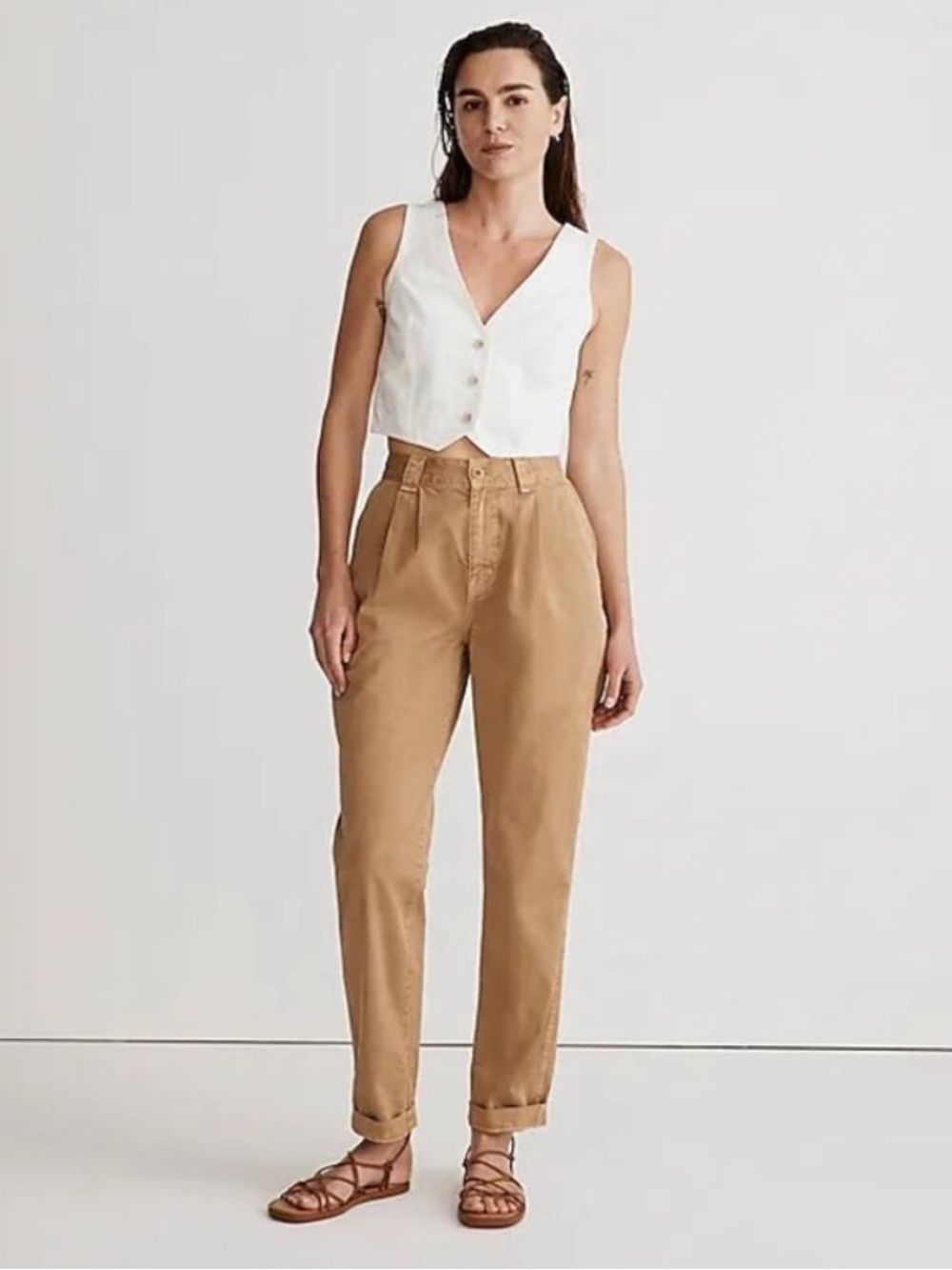Madewell Garment-Dyed Tapered Chino Pants High Rise Seed Khaki Size 28